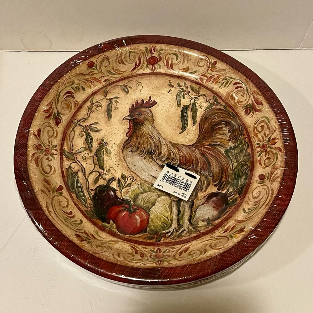 NWT HOFFMASTER COUNTRY ROOSTER PAPER PLATES.